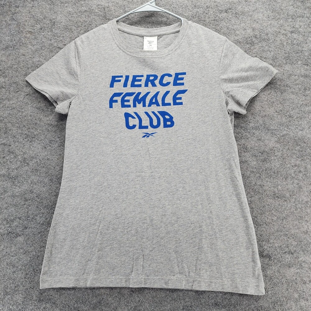 Fierce Female Club Shirt Womens Medium Reebok Short Sleeve Gray